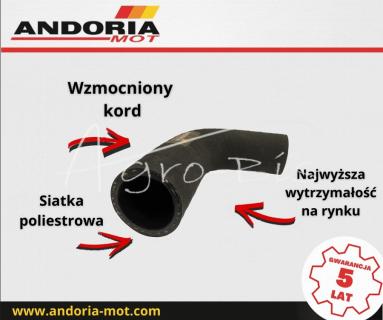 Przewód gumowy chłodnicy górny zbrojony   kord MF3 ANDORIA pakowany po 5 szt widoczna cena za 1 sztukę
