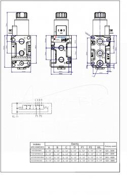 Dzielnik zawór elektrozawór kierunkowy elektromagnetyczny kontroli E12DVS6/2-80L G1/2 80L (24V DC) ARCHIMEDES