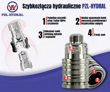 Szybkozłącze hydrauliczne wtyczka long M18x1.5 gwint zewnętrzny EURO (9100818W) (ISO 7241-A) HYDRAL