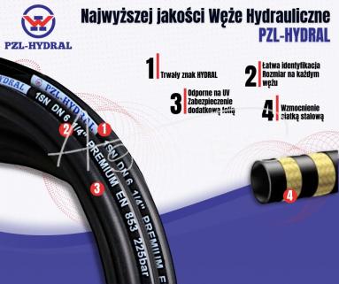 Wąż hydrauliczny do zakuwania DN06        1-oplotowy 225 Bar (sprzedawany po 50m) HYDRAL widoczna cena za 1 mb