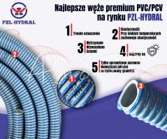 Wąż asenizacyjny PVC/PCV ssawno   tłoczący DN127 ( sprzedawany na krązki 30m ) Premium PZL HYDRAL